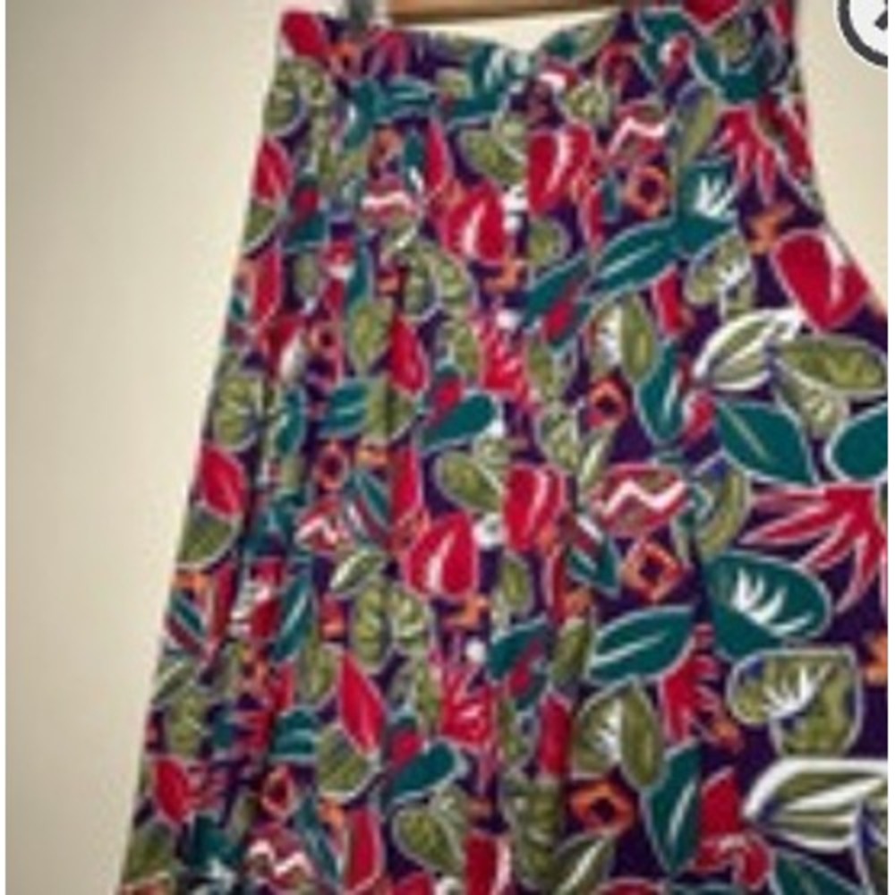 Vintage Kathie Lee Midi Skirt Ditsy Hawaiian Floral Cottagecore Boho Plus Sz 18 - Picture 2 of 6